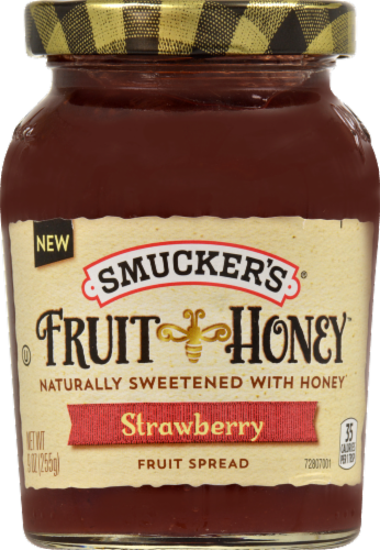 Smucker's Strawberry Fruit Spread with Honey Perspective: front