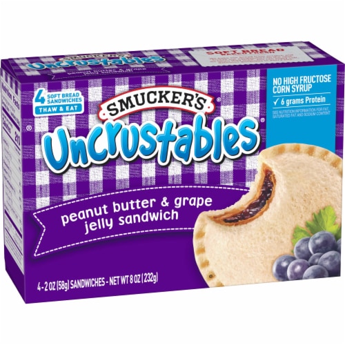 Smucker's Uncrustables Peanut Butter & Grape Jelly Sandwiches Perspective: front