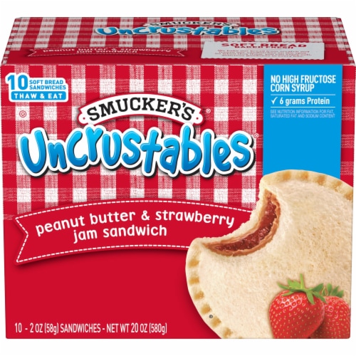 Smucker's Uncrustables Peanut Butter & Strawberry Jam Sandwiches Perspective: front