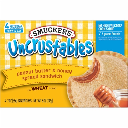 Smucker's Uncrustables Peanut Butter and Honey Spread Sandwiches Perspective: front