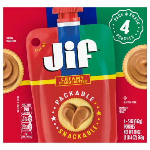 Jif® Creamy Peanut Butter Squeeze Pouches Perspective: front