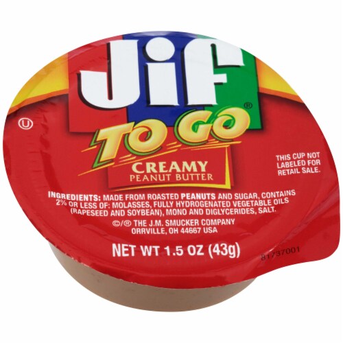 Jif To Go Creamy Peanut Butter, 1.5 Ounce -- 96 per case. Perspective: front