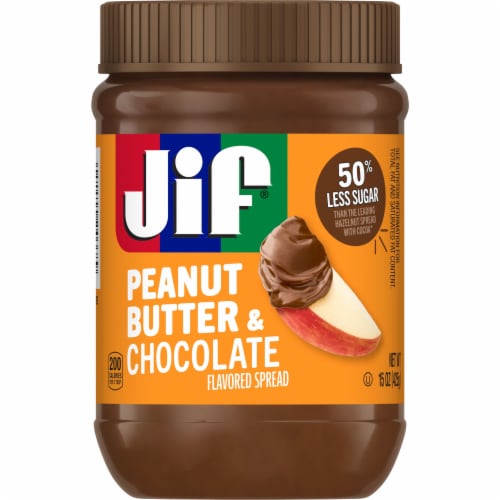 Jif Peanut Butter & Chocolate Flavored Spread Perspective: front
