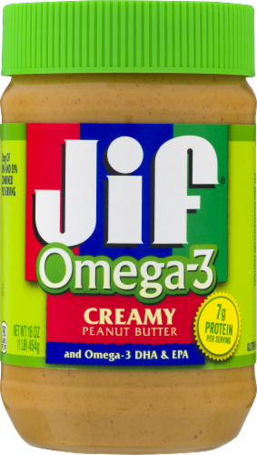 Jif Omega-3 Creamy Peanut Butter Perspective: front