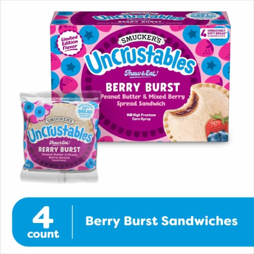 Smucker’s Uncrustables Peanut Butter & Mixed Berry Spread Sandwiches Perspective: front