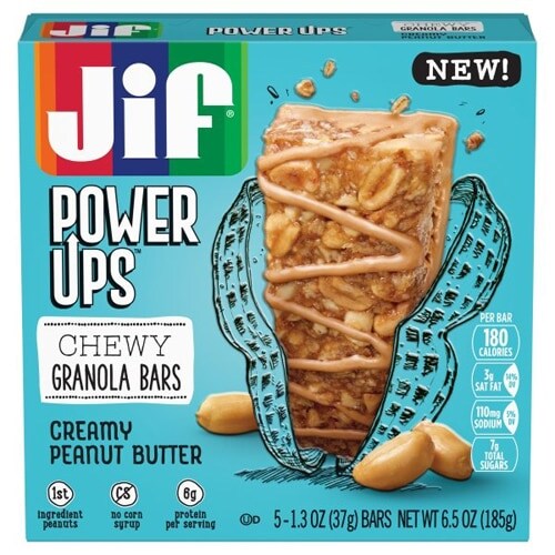 Jif Power Ups Creamy Peanut Butter Chewy Granola Bars Case Perspective: front