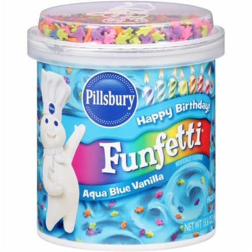 Pillsbury Aqua Blue Funfetti Vanilla Frosting Perspective: front