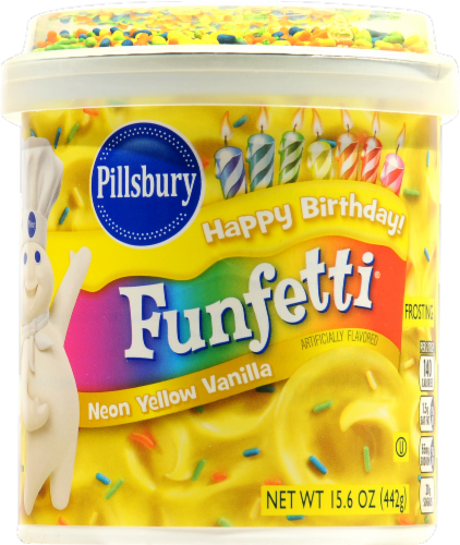 Pillsbury Funfetti Neon Yellow Vanilla Frosting Perspective: front