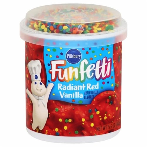 Pillsbury Radiant Red Vanilla Funfetti Frosting Perspective: front