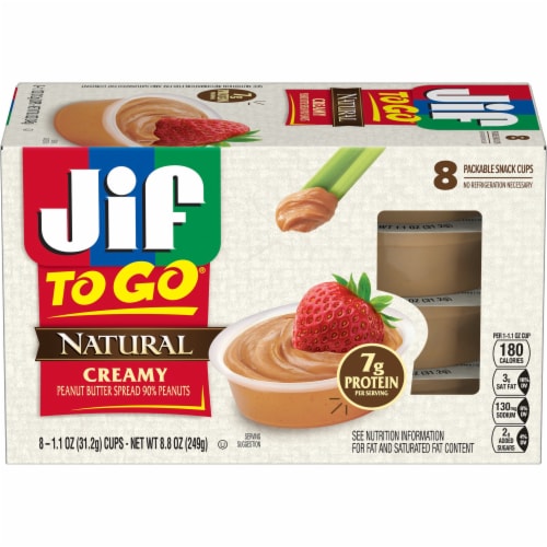 Jif To Go® Natural Peanut Butter Snack Cups Perspective: front