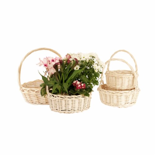 Wald Imports Willow Baskets - Whitewash Perspective: front
