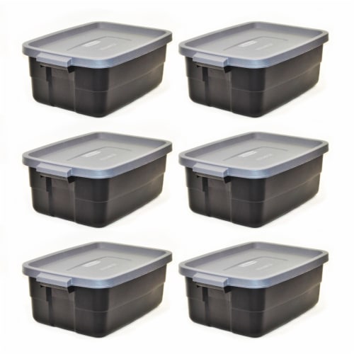 Rubbermaid Roughneck Tote 10 Gallon Storage Container, Heritage Blue (6  Pack)