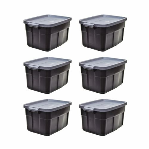 Rubbermaid Roughneck Tote Storage Container - Black/Cool Gray Perspective: front