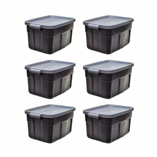 Rubbermaid Roughneck 18-Gal. Storage Tote Container Organizer in Black/Cool Gray (6-pack)