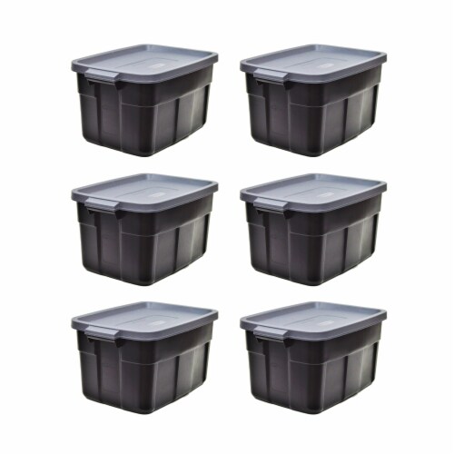 Rubbermaid Roughneck Tote Storage Container - Black/Cool Gray Perspective: front