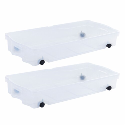 Rubbermaid 68 qt Under Bed Wheeled Storage Boxes with Dual Hinged Lids (2 Pack)