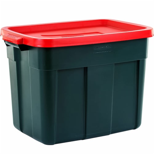 Rubbermaid Roughneck 18 Gal Plastic Holiday Storage Tote, Green and Red (6  Pack), 1 Piece - Food 4 Less