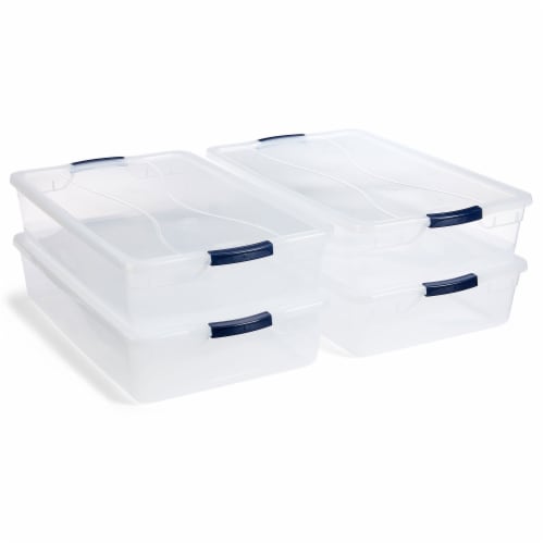 19 qt. Plastic Stackable Storage Bins for Pantry in White (4-Pack)