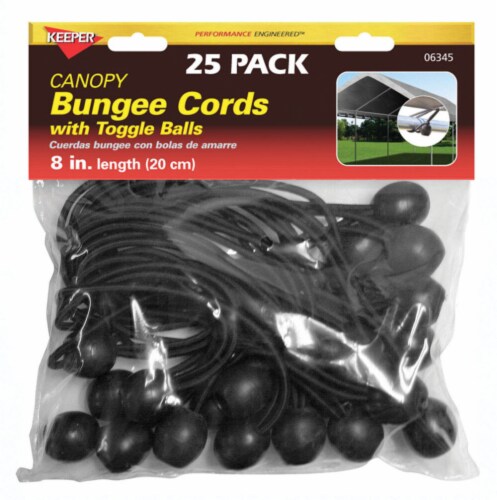 Keeper Canopy Bungee Toggle Ball Cords 25 Pack Black 0.32 x 8