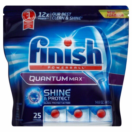 Finish Quantum Max Powerball Dishwasher Detergent Capsules Perspective: front