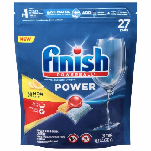 Finish® Powerball Lemon Sparkle Dishwashing Gel Tablet Perspective: front