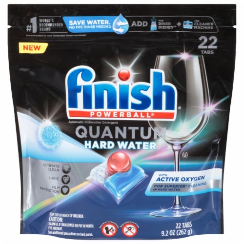 Finish Quantum Ultimate Clean & Shine Hard Water Dishwasher Detergent Tablets Perspective: front