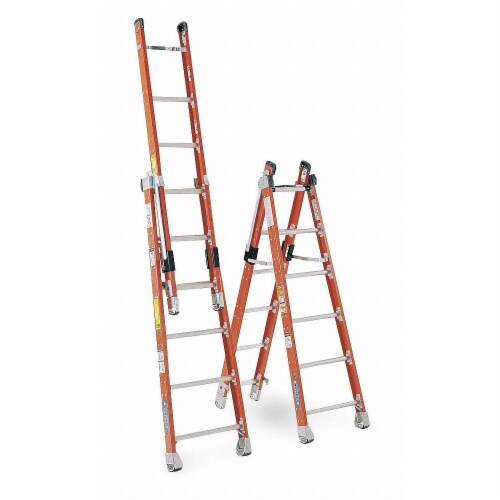 Werner Combination Ladder,6 ft.,IAA,Fiberglass  7806 Perspective: front