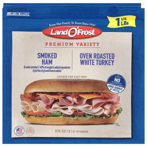 Land O' Frost® Premium Variety Smoked Ham and Oven Roasted Turkey Perspective: front