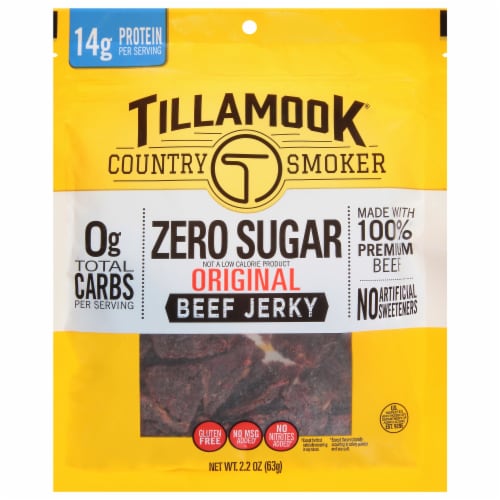 Tillamook County Smoker Zero Sugar Original Beef Jerky Perspective: front