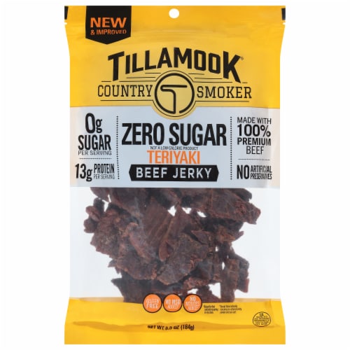 Tillamook® Country Smoker Zero Sugar Teriyaki Beef Jerky Perspective: front