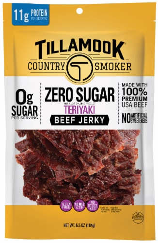 Tillamook® Country Smoker Zero Sugar Teriyaki Beef Jerky Perspective: front