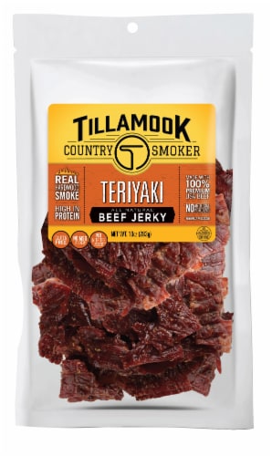 Tillamook Country Smoker Teriyaki Beef Jerky Perspective: front
