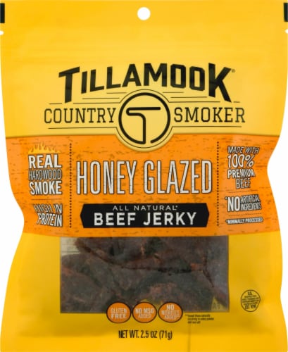 Tillamook Country Smoker Gluten Free Honey Glazed Beef Jerky Perspective: front
