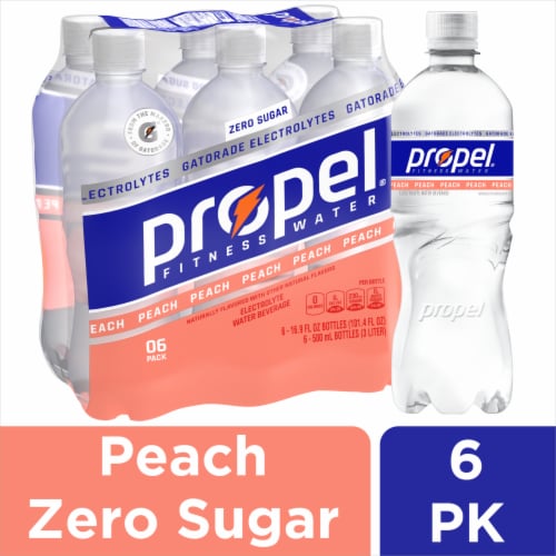 Propel® Zero Calorie Electrolyte Peach Flavored Bottled Water Perspective: front