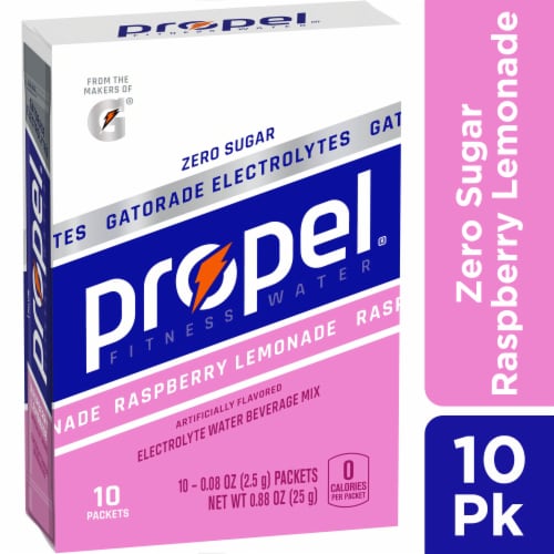 Propel Electrolyte Water Beverage Mix Raspberry Lemonade Artificially Flavored Perspective: front