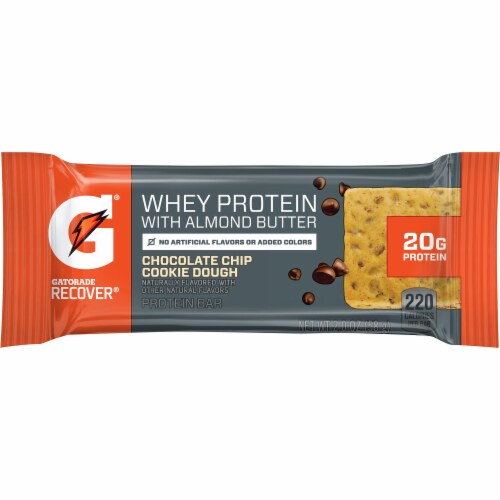 Gatorade Recover Chocolate Chip Cookie Dough Whey Protein with Almond Butter Bar Perspective: front