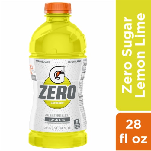 Gatorade® Zero Sugar Yellow Lemon Lime Sports Drink Bottle Perspective: front