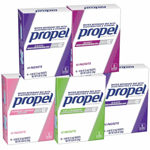 Propel Water Beverage Powder Packets Variety Pack Perspective: front