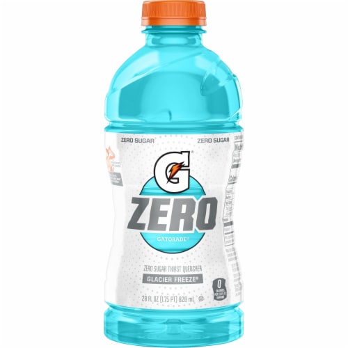 Gatorade Zero Sugar Thirst Quencher Blue Frost Glacier Freeze Electrolyte Enhanced Sports Drink Perspective: front