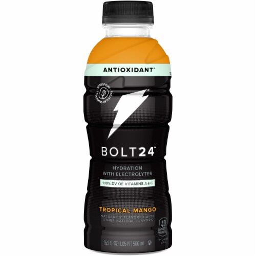 Bolt24 Fueled by Gatorade Tropical Mango Antioxidant Sports Drink Enhanced with Electrolytes Perspective: front