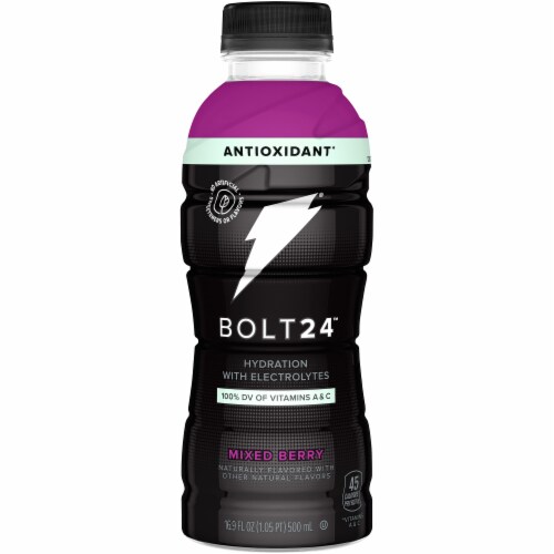 Bolt24 Fueled by Gatorade Mixed Berry Antioxidant Sports Drink Enhanced with Electrolytes Perspective: front