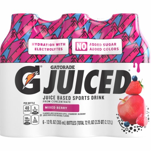 Kroger Gatorade Juiced Mixed Berry Juice Based Sports Drinks 6 Pack 6 Bottles 12 Fl Oz
