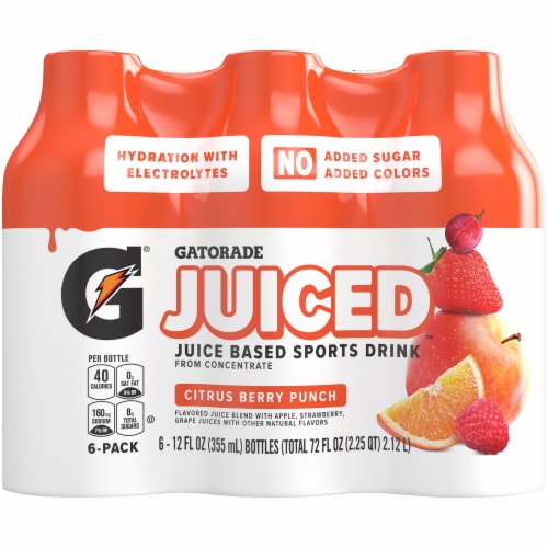 Gatorade Juiced Citrus Berry Punch Juice Based Sports Drinks Perspective: front