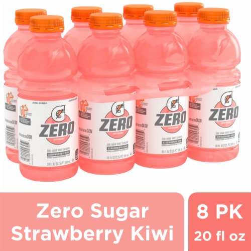 Gatorade® Zero Sugar Pink Strawberrry Kiwi Sports Drink Multipack Bottles Perspective: front