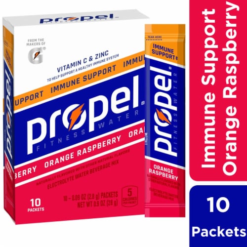 Propel Orange Raspberry Water Enhancer Powder Perspective: front