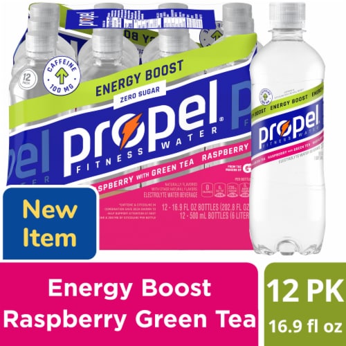 Propel® Raspberry Green Tea Energy Boost Electrolyte Water Beverage Sports Drink Perspective: front