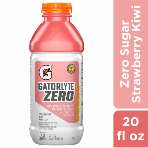 Gatorade® Gatorlyte® Zero Sugar Pink Strawberry Kiwi Sports Drink Bottle Perspective: front