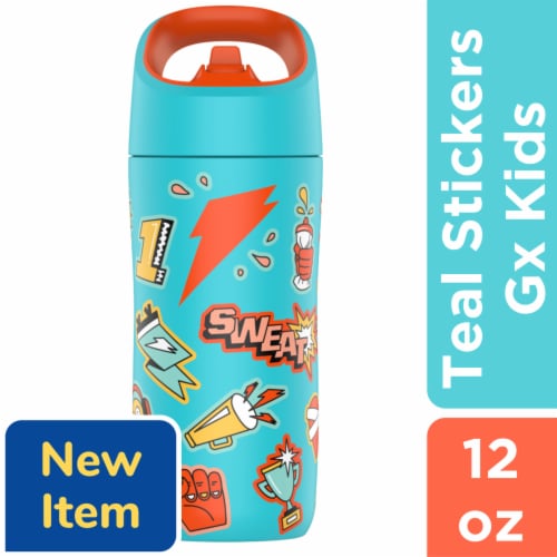 Gatorade® Gx Kids Teal Stickers Stainless Steel Water Bottle Perspective: front