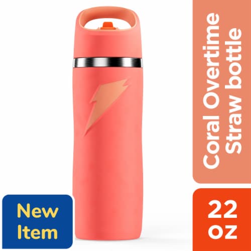 Gatorade® Coral Straw Cap Water Bottle Perspective: front