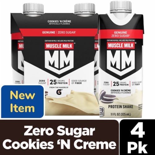 Muscle Milk Genuine Zero Sugar Protein Shake Cookies 'N Creme Perspective: front